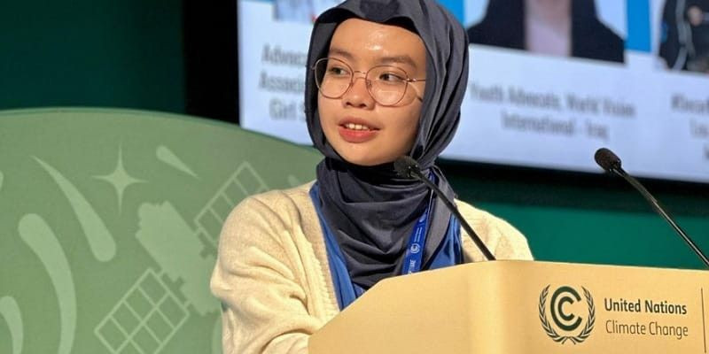 Vania Winola saat delegasi anak-anak di COP28. (Instagram/@vaniawinola)