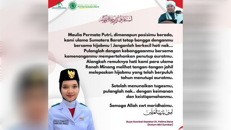 Pesan untuk anggota Paskibraka berhijab Maulia Permata Putri. (Instagram/@buya_dt)