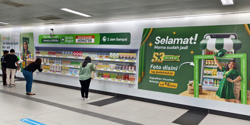 Dinding Belanja AlloFresh di Stasiun MRT Bundaran HI (Ist)