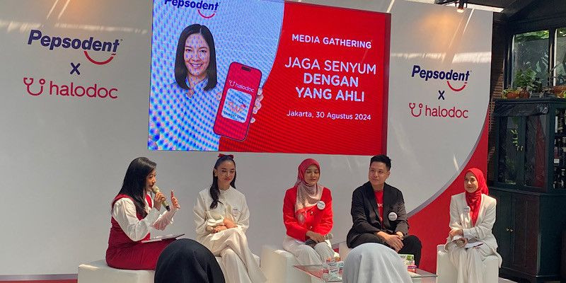 Peluncuran kolaborasi Pepsodent x halodoc (30/8) di Jakarta. (FARAH/Bunga)