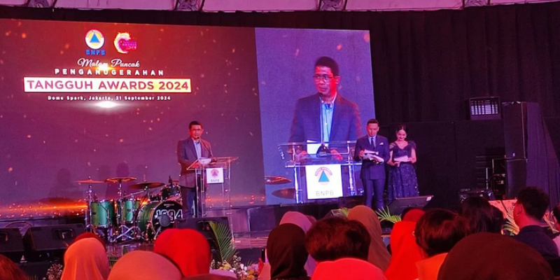 Kepala BNPB dalam Malam Puncak Tangguh Award 2024 di Jakarta. (ANTARA)