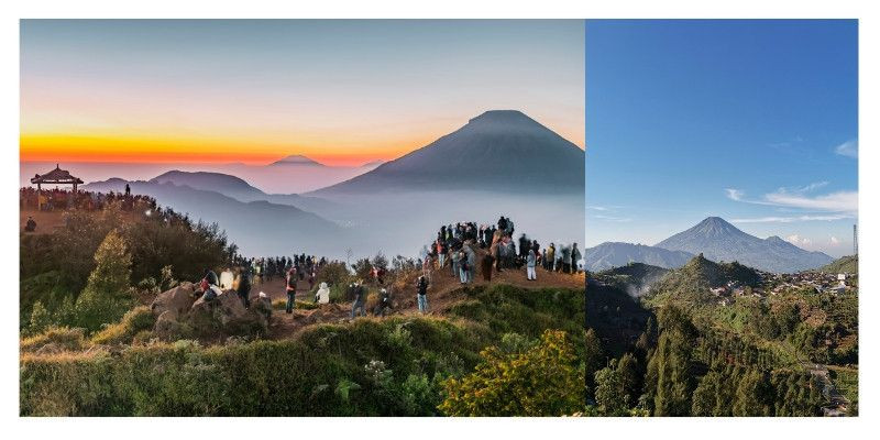 Pegunungan Dieng di ketinggian 2565 mdpl. (Canva/Grafis: Adelia)