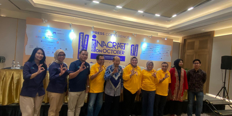 Konferensi pers INACRAFT (1/10) di JCC. (FARAH/Maulin Zahra)