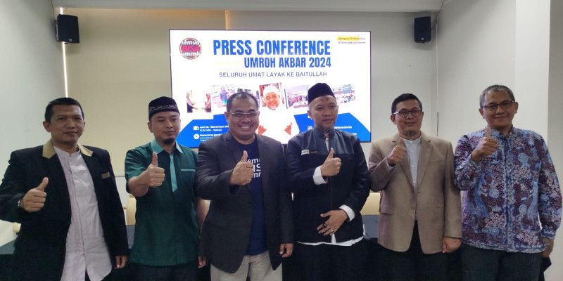 Press conference Gerakan Umroh Akbar 2024 (1/11) di Bekasi. (FARAH/Ovi)