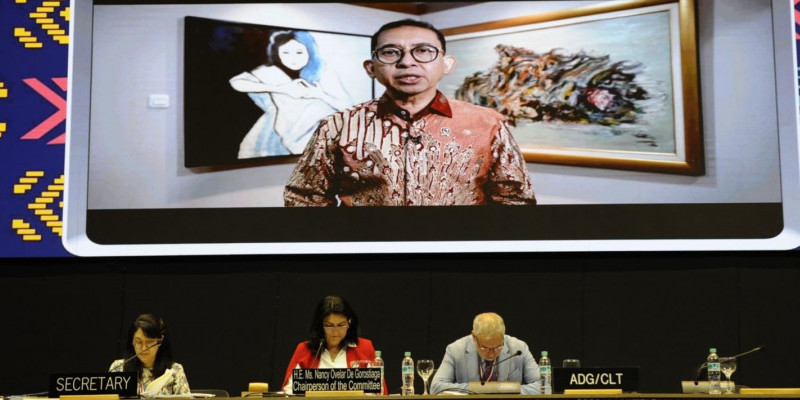 Fadli Zon memberikan sambutan dalam sidang ke-19 the Intergovernmental Committee for the Safeguarding of the Intangible Cultural Heritage di Paraguay (5/12). (Ist)