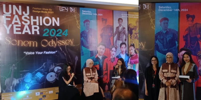 Konferensi pers UNJ Fashion Year 2024 (14/12) di Hotel Discovery Ancol. (FARAH/Rizqia)