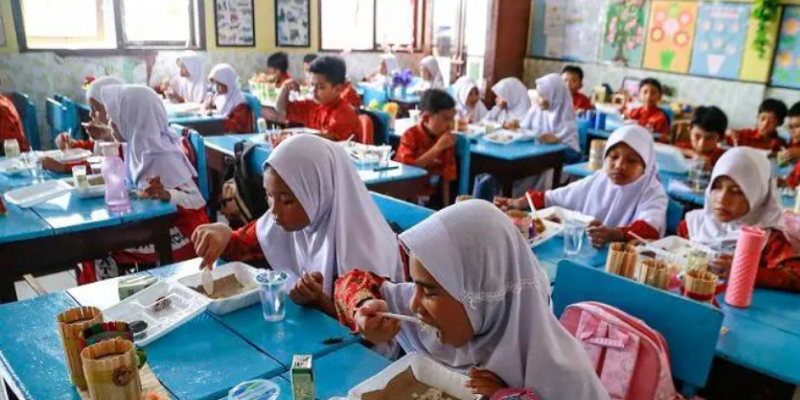 Program Makan Bergizi Gratis di sekolah. (ANTARA)