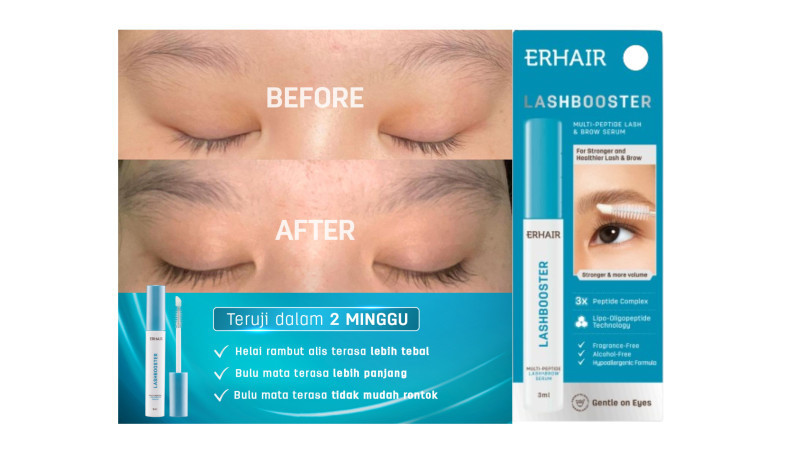 Erhair Lashbooster dengan formula inovatif Multi-Peptide Lash & Brow Serum. (Ist)